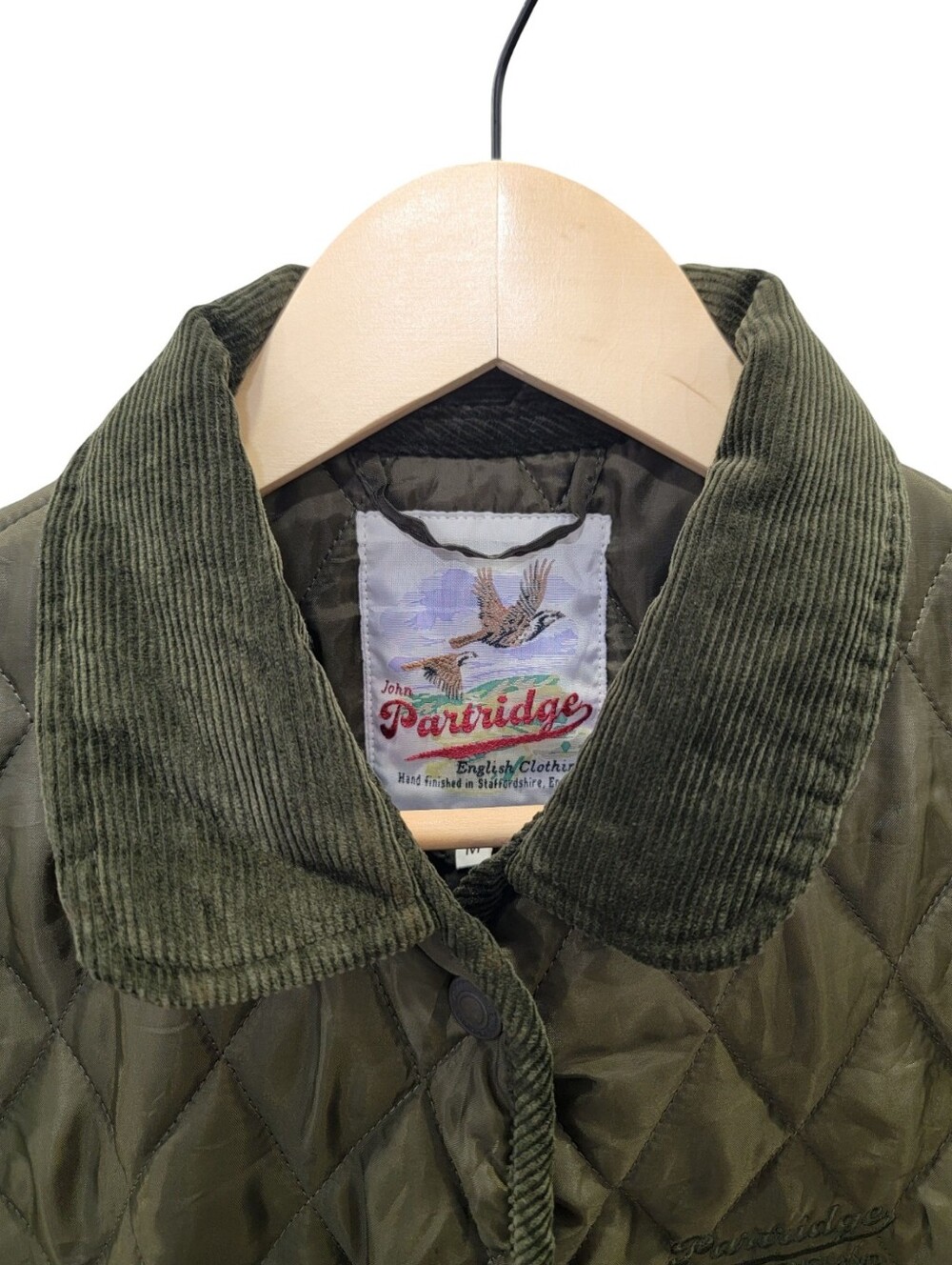 John Partridge English Clothing Olive Green Quilted Vest Corduroy Trim Women’s M - Picture 12 of 17